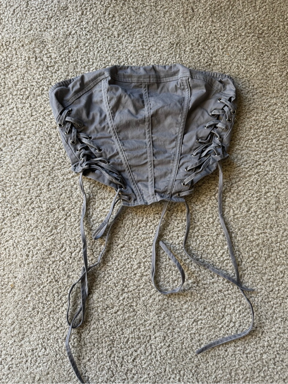 Fashion Nova Gray Lace-Up Corset Crop Top sexy y2k